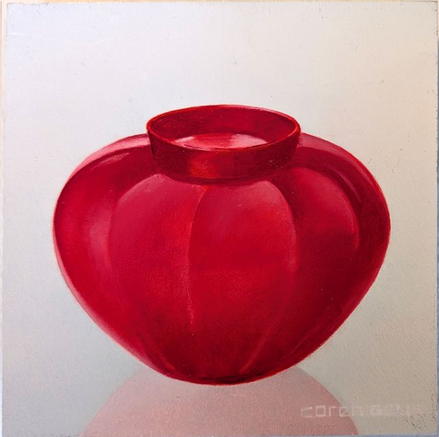 Coren Geus, stilleven met potje, rood