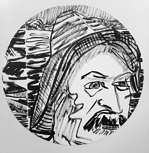 Emo Verkerk, Redder Piet Bontes, voorstudie voor portretten in het reddingmuseum