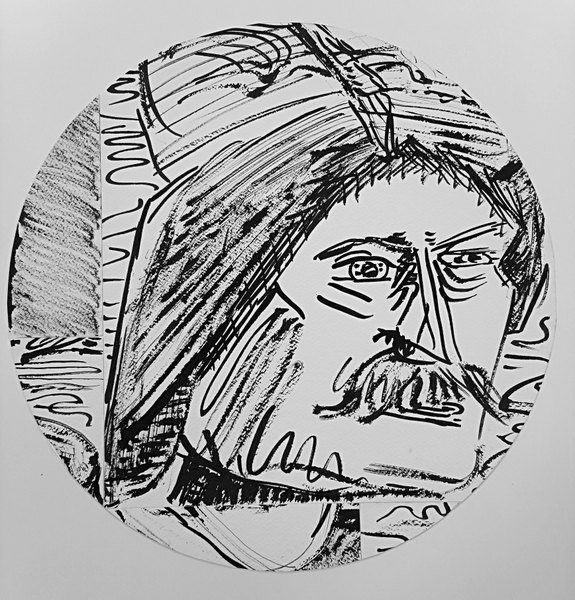 Emo Verkerk, Redder Piet Bontes, voorstudie voor portretten in het reddingmuseum